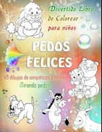 PEDOS FELICES. Divertido Libro de Colorear para niños. 40 dibujos de simpáticos animales ¡Tirando pedos!