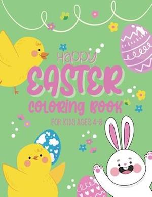 Happy Easter Coloring Book For Kids Ages 4-8