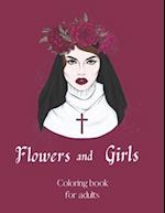 Flowers and Girls Coloring Book for Adults