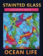 stainted glass coloring book ocean life