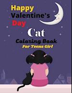 Happy Valentine's Day Cat Coloring Book For Teens Girl