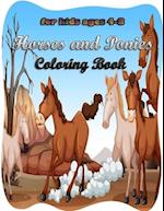 Horses and Ponies Coloring Book for kids ages 4-8