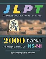 2000 Kanji Japanese Vocabulary Flash Cards Practice for JLPT N5-N1 Dictionary English Turkish