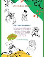 coloring characters book for adults and seniors. ART TERAPY