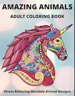Amazing Animals Adult Coloring Book Stress Relieving Mandala Animal Designs