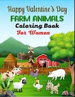 Happy Valentine's Day FARM ANIMALS Coloring Book For Women
