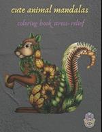 cute animal mandalas coloring book stress- relief