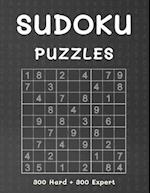 Sudoku Puzzles 300 Hard + 300 Expert : 600 Sudoku Puzzle Book for Adults with Solutions | Hard to Expert 