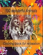 100 wanderful Animals Coloring book for relaxation