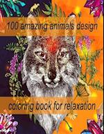 100 amazing animals design coloring book for relaxation