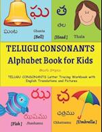 TELUGU CONSONANTS Alphabet Book for Kids: Learn Telugu Alphabet | TELUGU CONSONANTS Letter Tracing Workbook with English Translations and Pictures | 