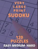 Very Large Print Sudoku 120 Puzzles Easy-Medium- Hard.: Large print for Adults with visual imparement or just want plenty of space for notes. 