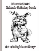 100 wanderful Animals Coloring book for adult girls and boys