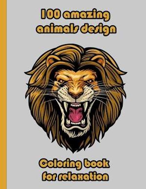 100 amazing animals design coloring book for relaxation