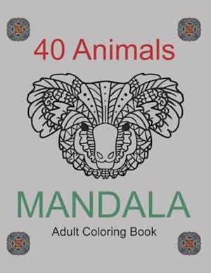 40 Animals Mandala Adults Coloring Book