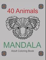 40 Animals Mandala Adults Coloring Book