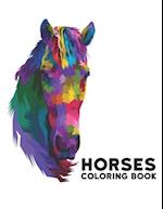 Horses Coloring Book: 50 One Sided Horse Designs Coloring Book Horses Stress Relieving 100 Page Coloring Book Horses Designs for Stress Relief and Rel