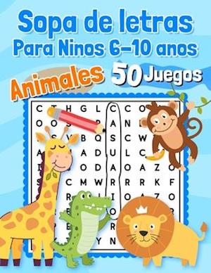 Sopa de letras Para Ninos 6-10 anos Animales 50 Juegos