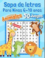 Sopa de letras Para Ninos 6-10 anos Animales 50 Juegos