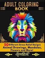 ADULT COLORING BOOK: 50 Different Stress Relieving Designs Animal,Mandala,Flower Designs And So Much More! 