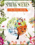 Spring Scenes Coloring Book