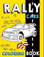 Rally Cars Coloring Book: 28 Illustrations Rally Car With Background For Color 