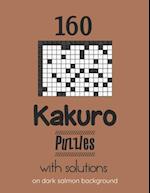 160 Kakuro Puzzles with solutions on dark salmon background