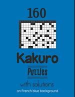 160 Kakuro Puzzles with solutions on French blue background