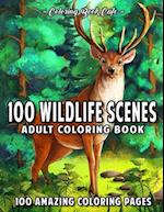 100 Wildlife Scenes: An Adult Coloring Book Featuring 100 Most Beautiful Wildlife Scenes with Animals, Birds and Flowers from Oceans, Jungles, Forests