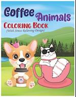 Coffee Animals Coloring Book With Stress Relieving Design