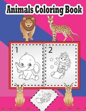Animals Coloring Book: My First Big Book Of Easy Educational Coloring Pages of Animal With Unique Animals For Kids Aged 3-9 Cute Animals A Kids Colori