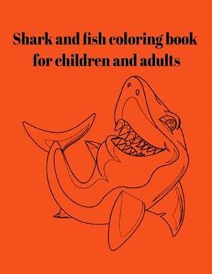 Shark and fish coloring book for children and adults