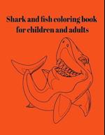 Shark and fish coloring book for children and adults