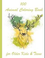 100 Animal Coloring Book for Older Kids & Teens