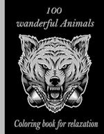 100 wanderful Animals Coloring book for relaxation