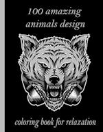 100 amazing animals design coloring book for relaxation