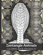 Zentangle Animals: Coloring Book for Adult,40 Intricate Designs of Different Animals with Abstract Bacground 