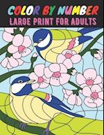 Color By Number Large Print For Adults: Large Print Birds, Flowers, Animals and Pretty Patterns (Coloring By Numbers Coloring Book For Teens and Adul