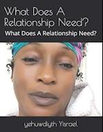 What Does A Relationship Need?: What Does A Relationship Need? 