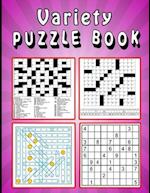 Variety Puzzle book: Large print Puzzle book! Soduko , word search , CodeWord and CrossWord 111 pages 