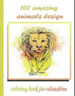 100 amazing animals design coloring book for relaxation