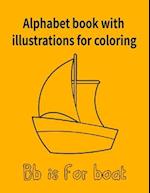 Alphabet book with illustrations for coloring