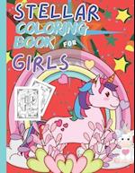 Stellar Coloring Book for Girls: Cute coloring designs and learning words and counting activities 