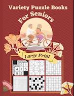 Variety Puzzle Books For Seniors Large Print : 7 Different Logical Puzzles With Kakuro, Sudoku, Gokigen, Kakuro Cross Product, Marupeke, Roundabouts A