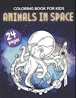 Animals In Space Coloring Book For Kids