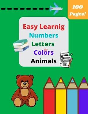 Easy Learning : coloring book School for kids ages 4-6 6-8 Animals Numbers Letters| Coloring Pages, Girls Boys Kindergarten Colors