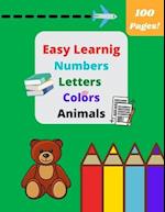 Easy Learning : coloring book School for kids ages 4-6 6-8 Animals Numbers Letters| Coloring Pages, Girls Boys Kindergarten Colors 