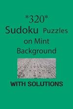 320 Sudoku Puzzles on Mint background with solutions