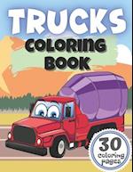 Trucks Coloring Book: Creative and Fun Designs with Digger Dumper Garbage Truck and More Vehicles 