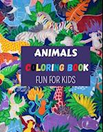 ANIMALS COLORING BOOK FUN FOR KIDS: A Coloring Book Featuring 50 Cute and Lovable Baby Animals for Little Kids Age 2-4, 4-8, Boys & Girls, Preschool a